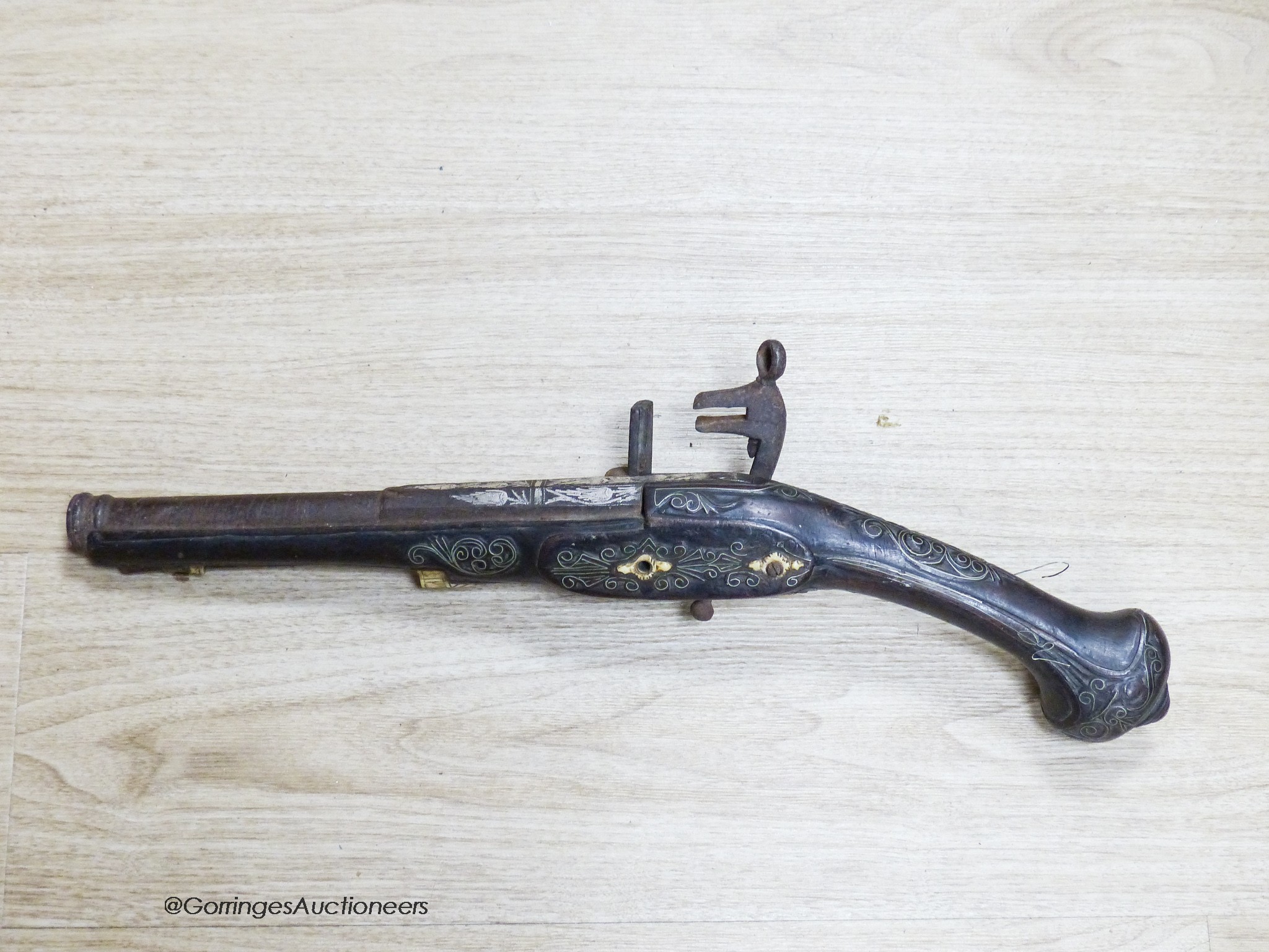 A Turkish market flintlock pistol, length 54cm